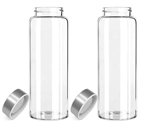 Millan Collection 2 Pack - 32 oz Glass Water Bottle Wide Mouth BPA Free with Leak-Proof Stainless Steel Lid (2) - FLIPEEKS